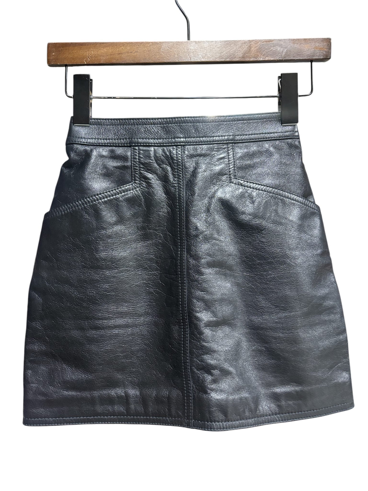 Saint Laurent Paris Black Lambskin Mini Skirt (F34)