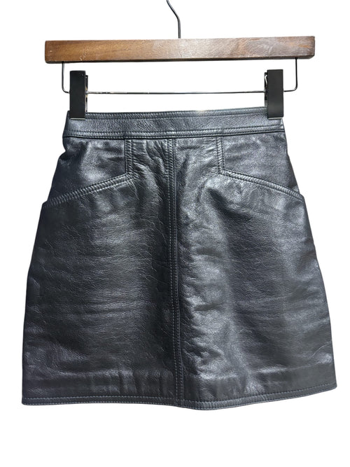 Saint Laurent Paris Black Lambskin Mini Skirt (F34)