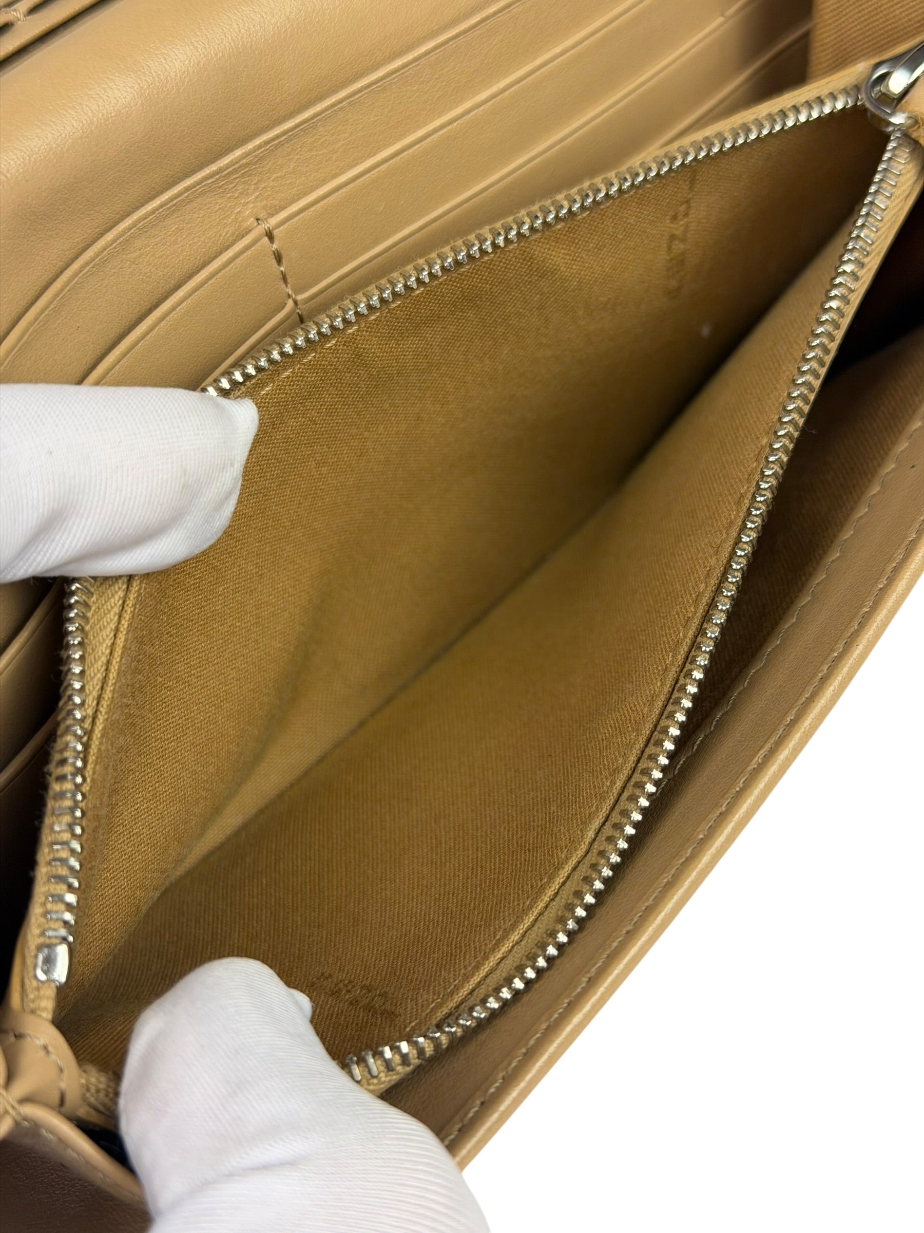 Fendi Beige Monster Face Leather Long Wallet