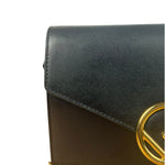 Fendi Black Leather Envelope Wallet On Chain