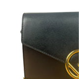 Fendi Black Leather Envelope Wallet On Chain