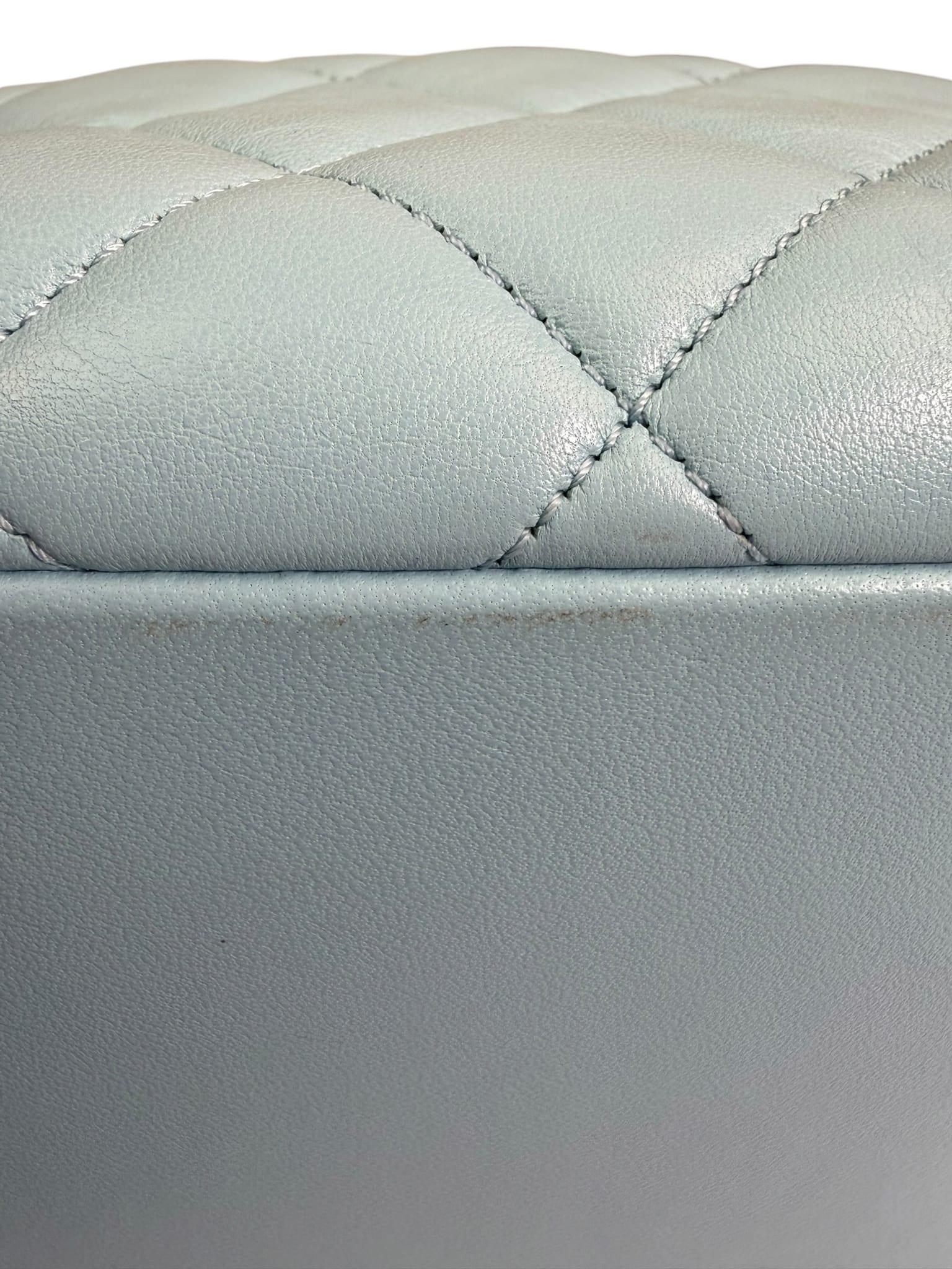 Chanel Light Blue Quilted Lambskin Top Handle Vanity Case 2019