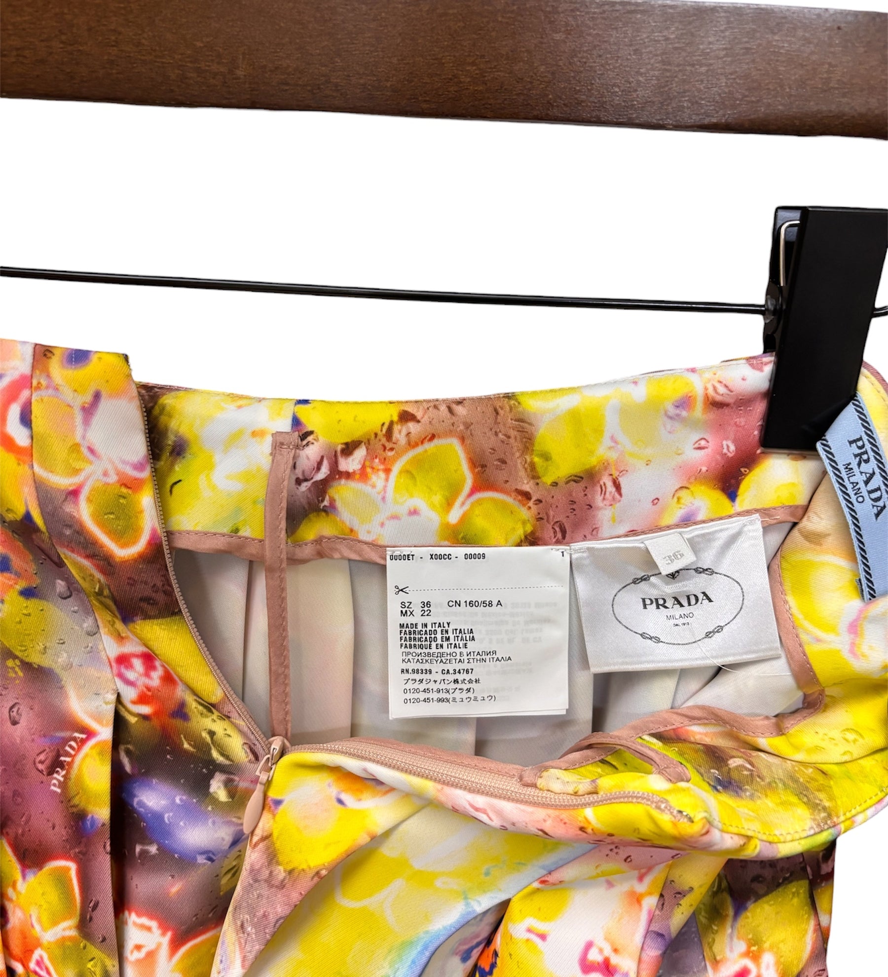 Prada Pleated Floral Long Skirt
