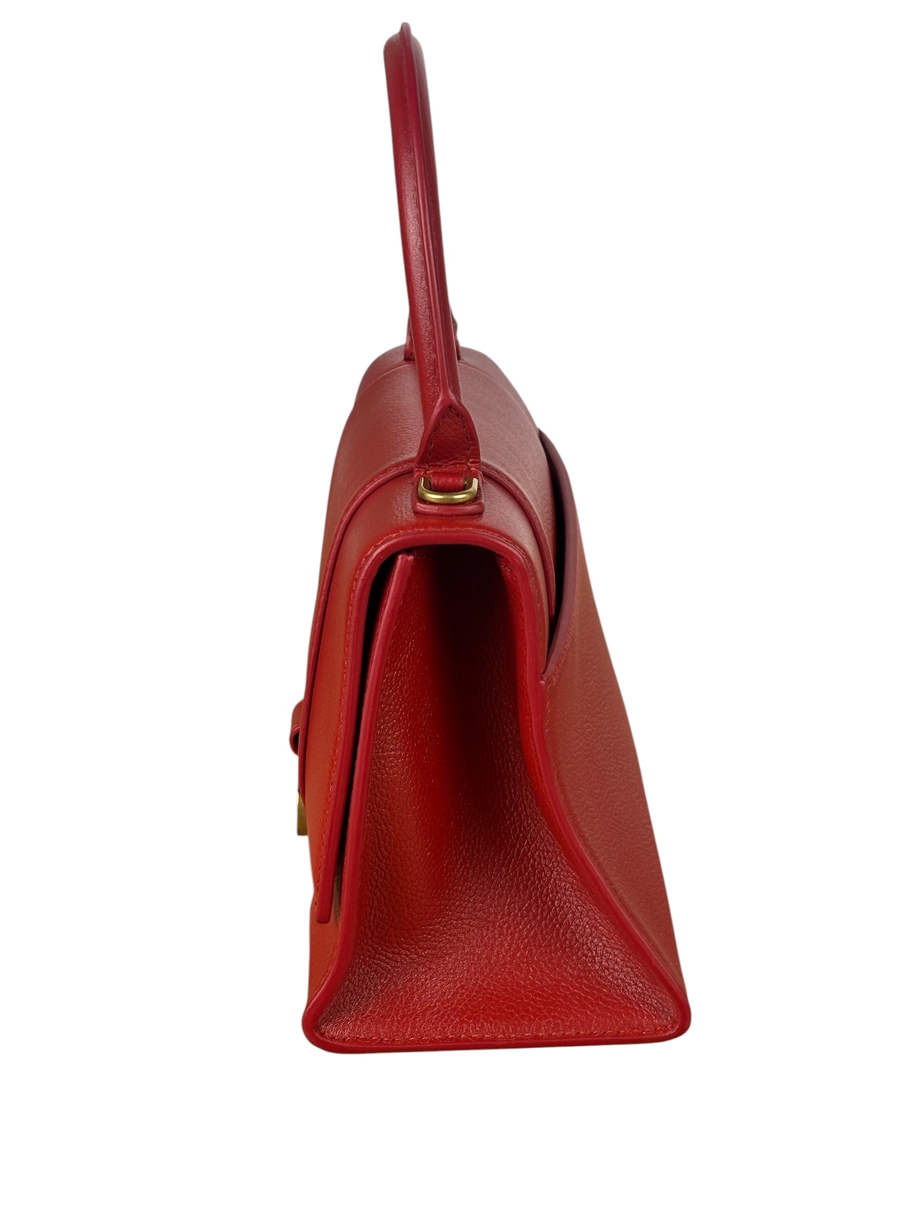 Balenciaga Red Leather Hourglass Small Two-Way Bag