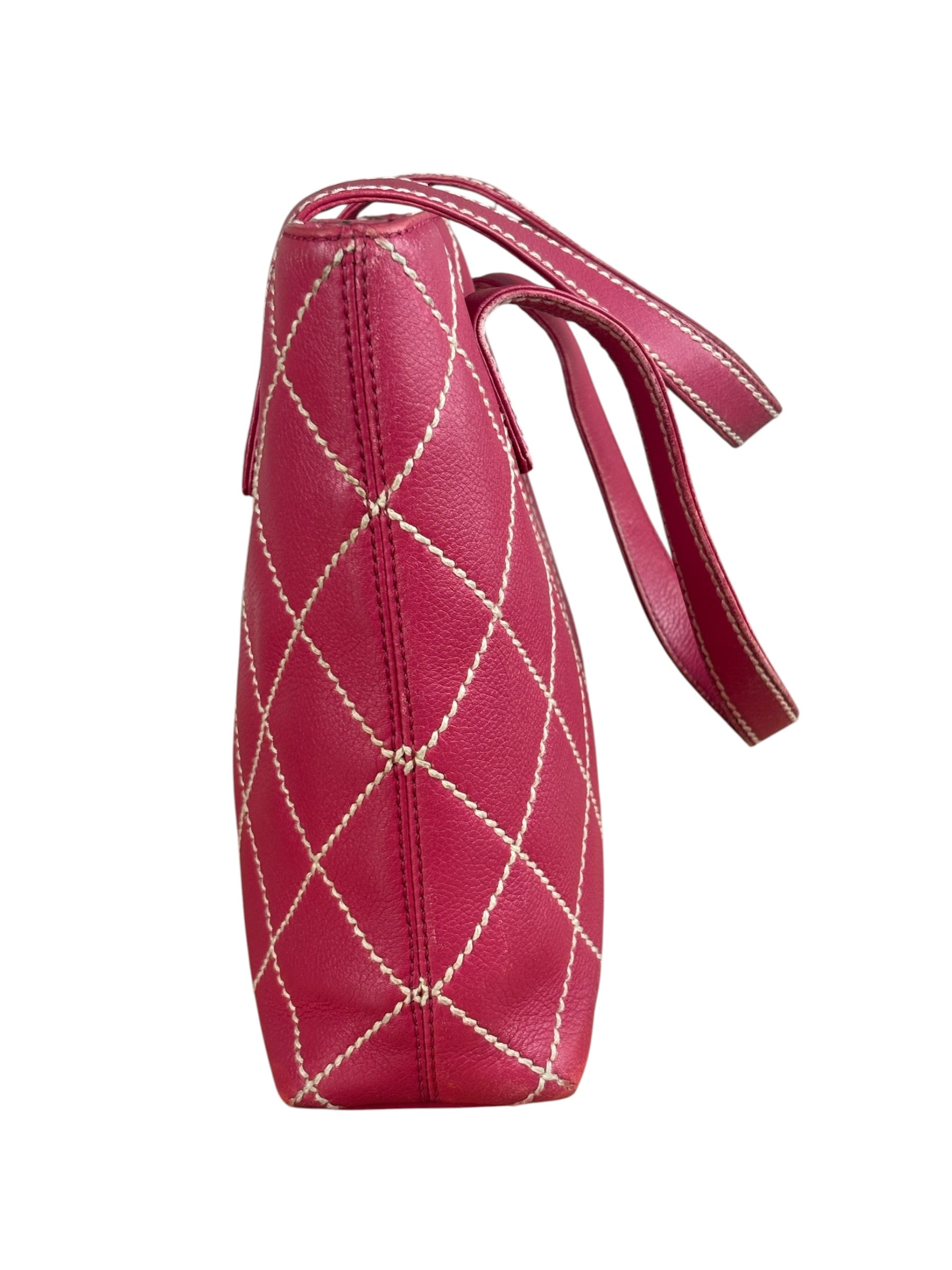 Chanel Vintage Pink Leather Wild Stitch Surpique Tote Bag