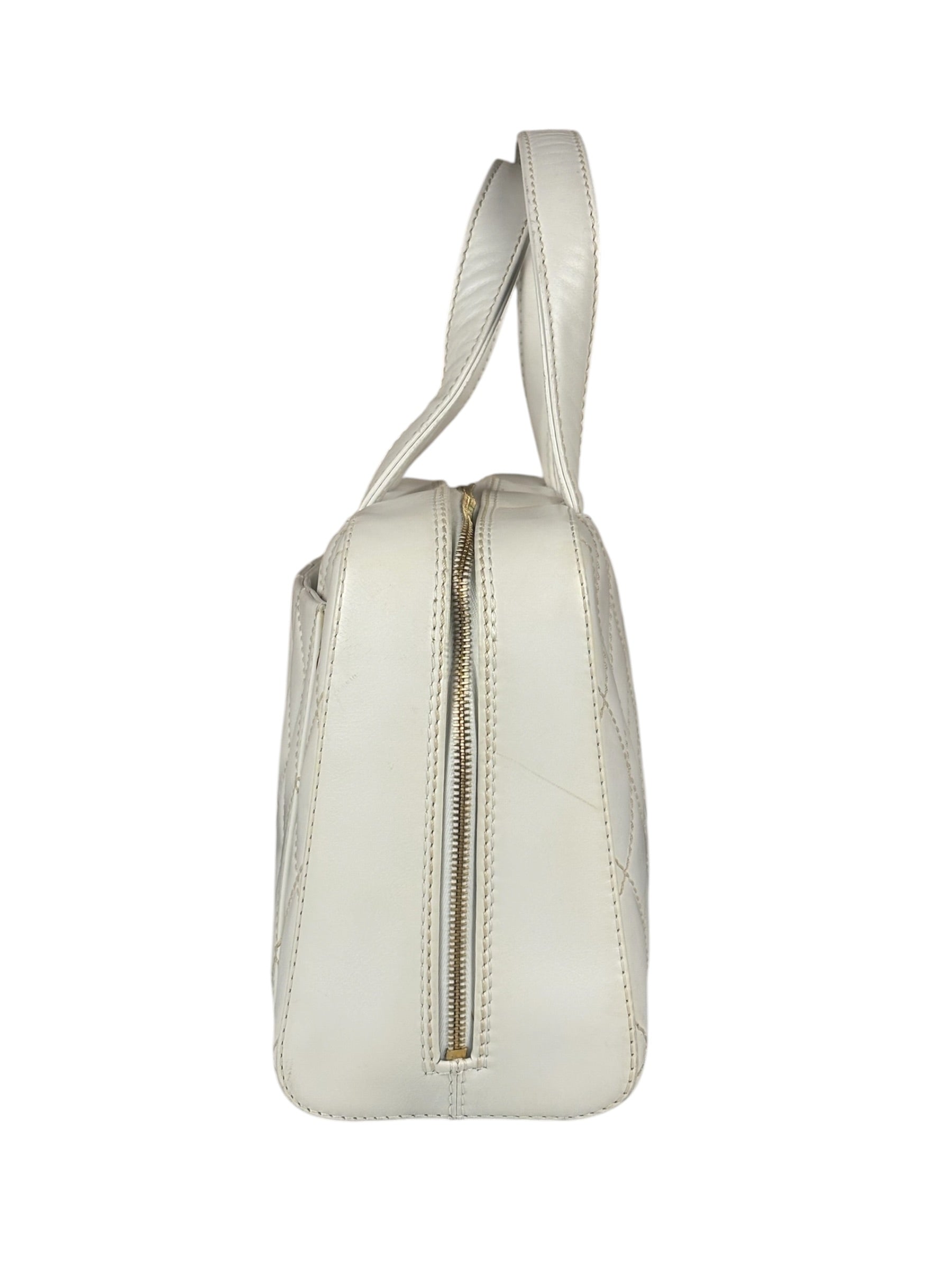 Chanel White CC Lambskin Wild Stitch Handbag 2003