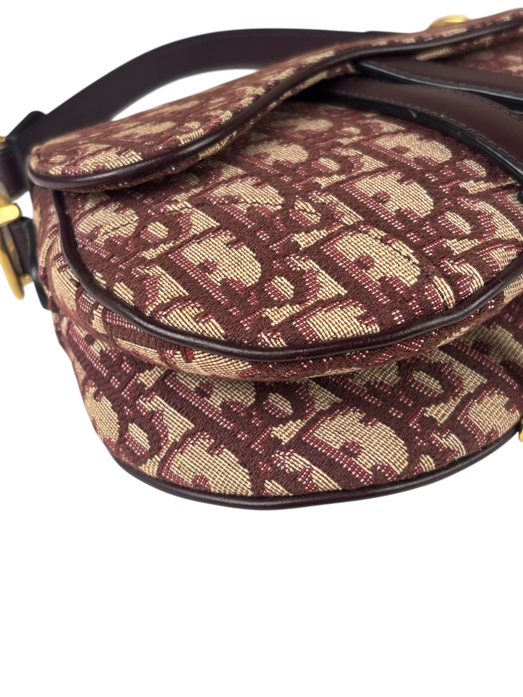 Christian Dior Burgundy Trotter Mini Saddle Bag