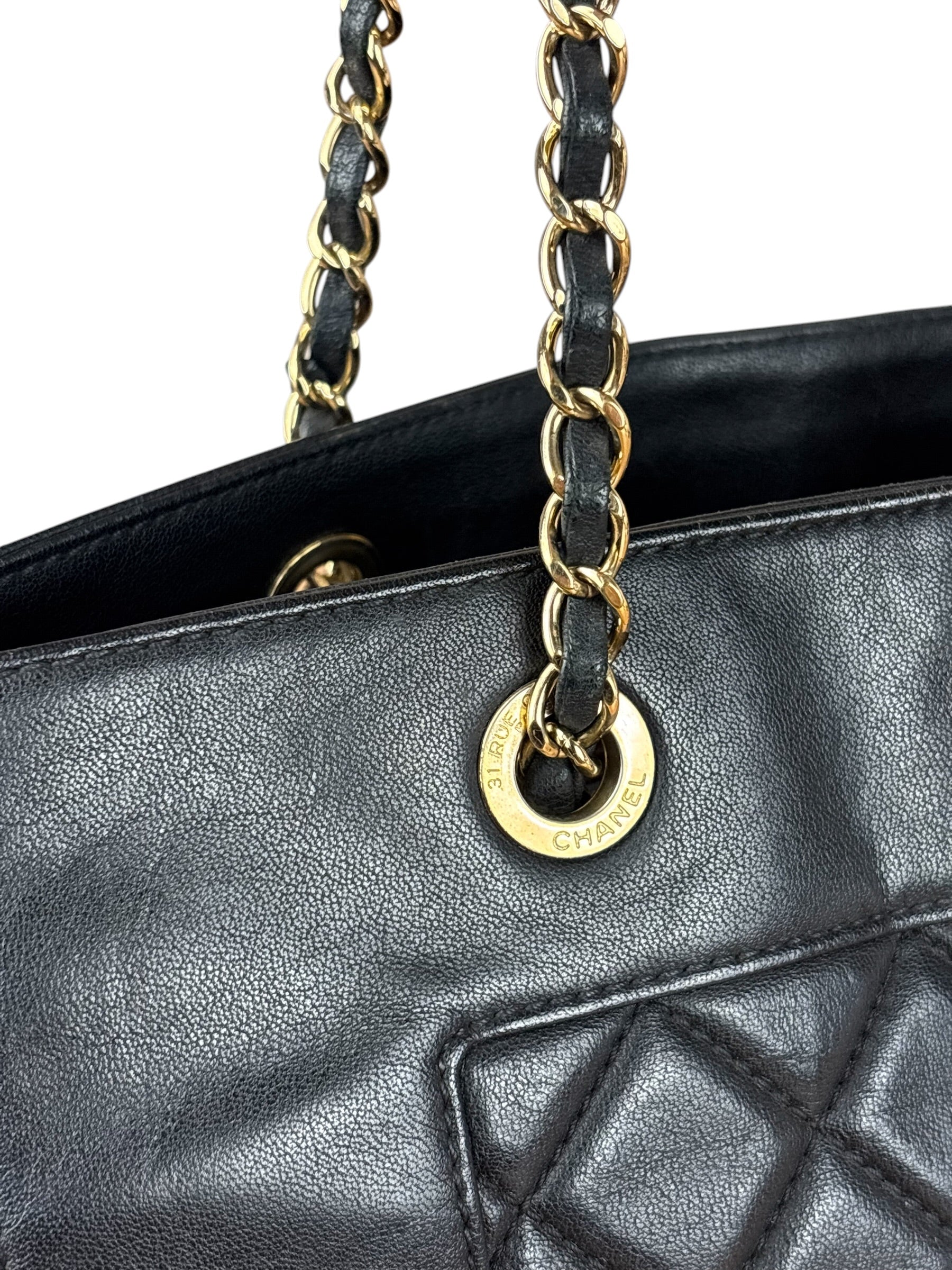 Chanel Vintage Black Quilted Mademoiselle Leather Shoulder Bag