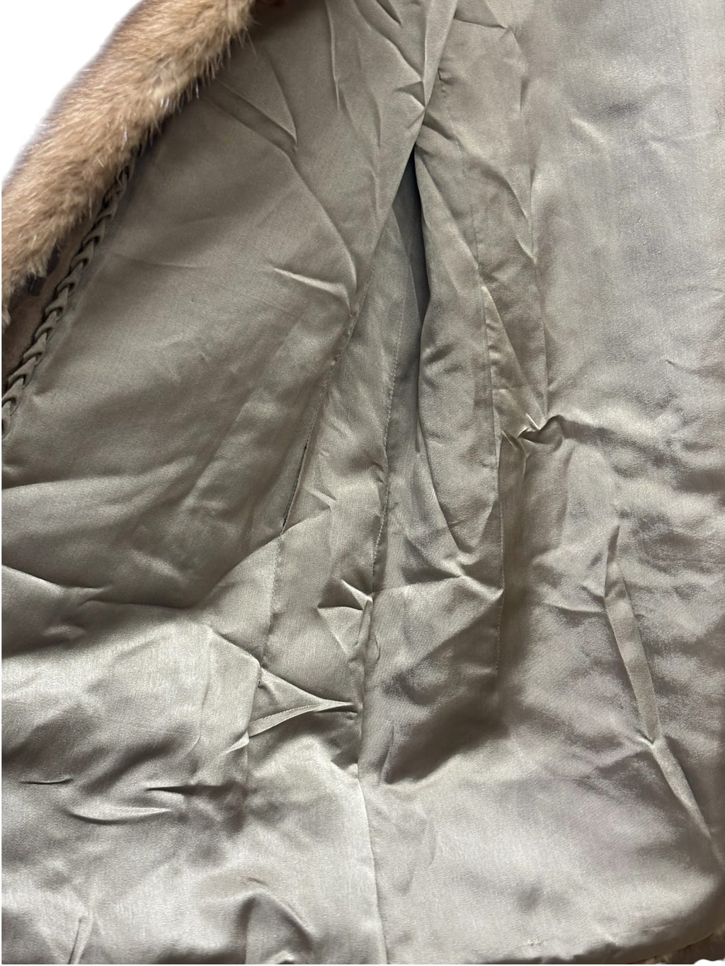Vintage Vert Stripe Light Brown Mink Fur Coat