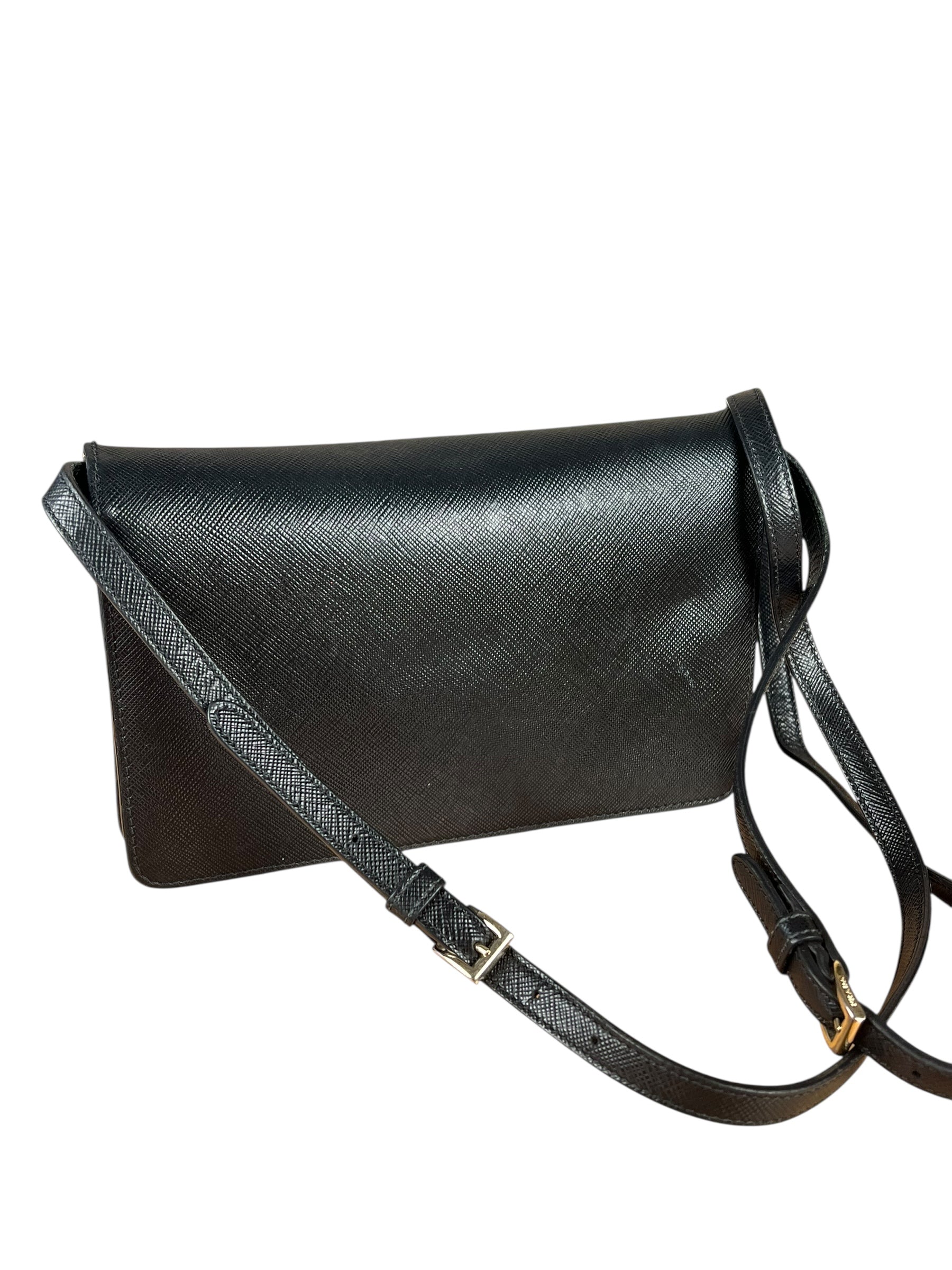 Prada Saffiano Lux Bow Crossbody Wallet