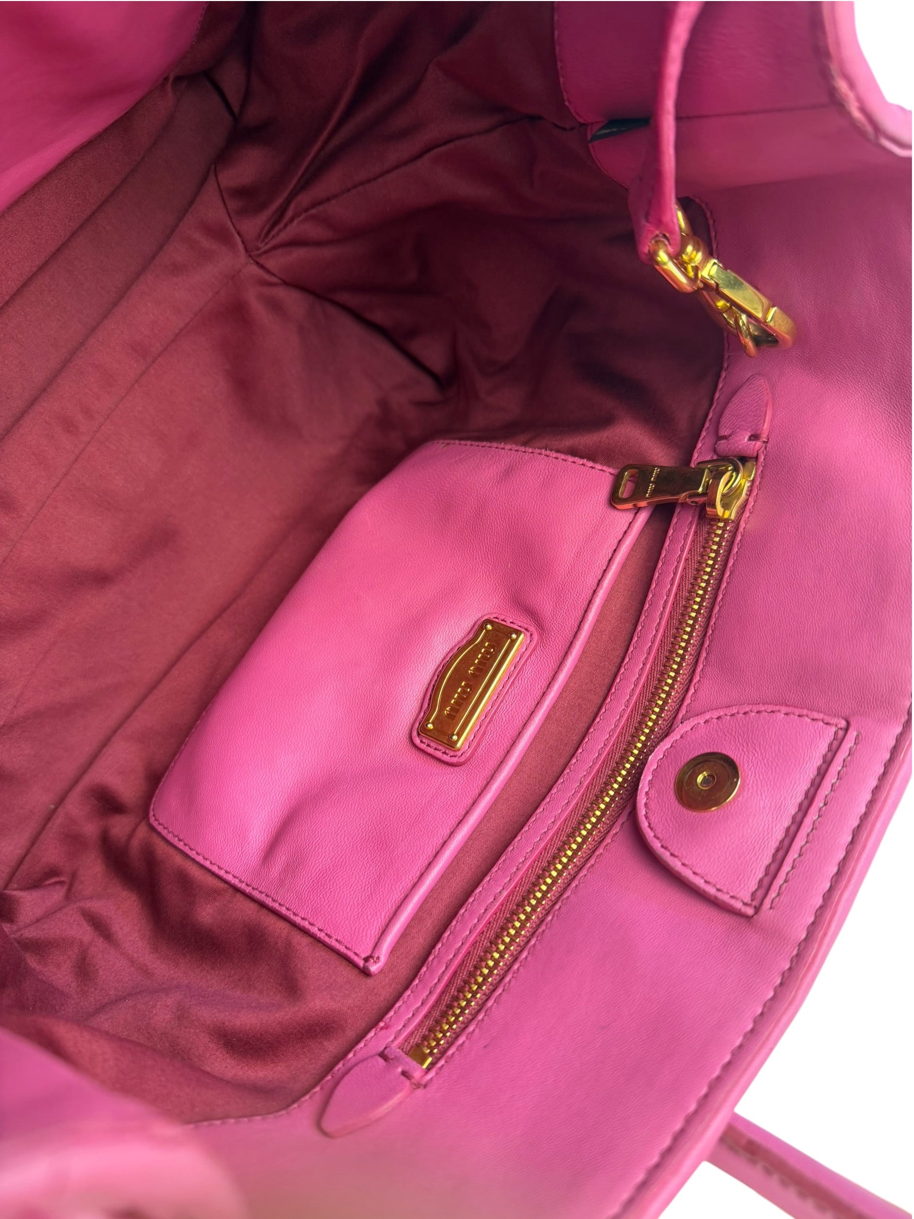 Miu Miu Pink Nappa Leather 2Way Tote Bag
