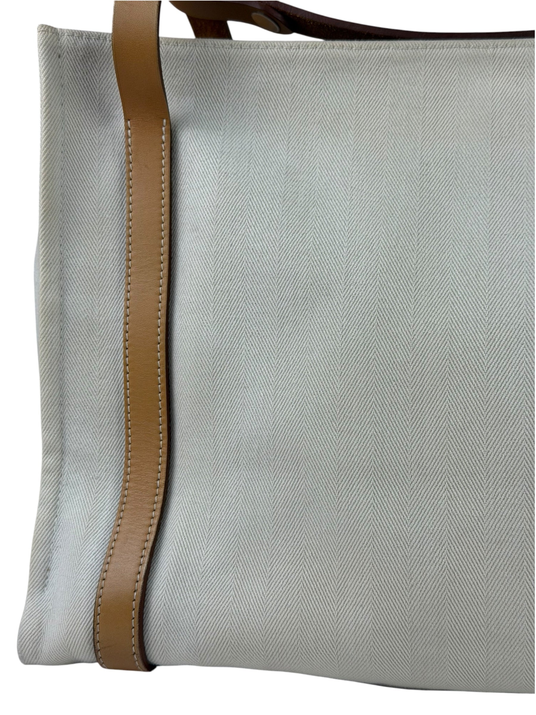 Hermes Beige/Brown Leather Trim Cabalicol Tote