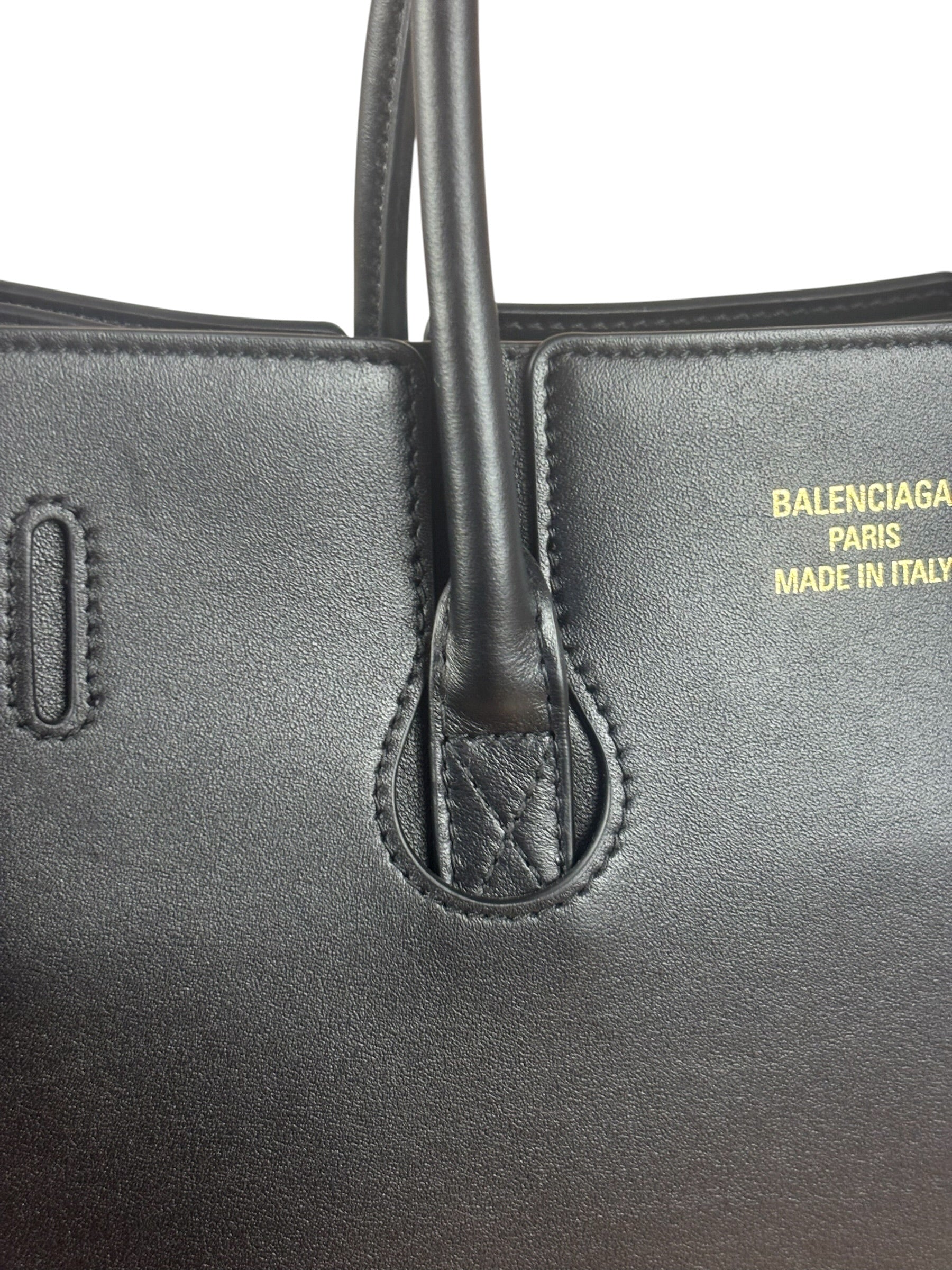 Balenciaga Black Leather Bel Air Carry All Two-Way Bag