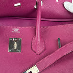 Hermes 2013 Plum Clemence Leather Palladium Birkin 35