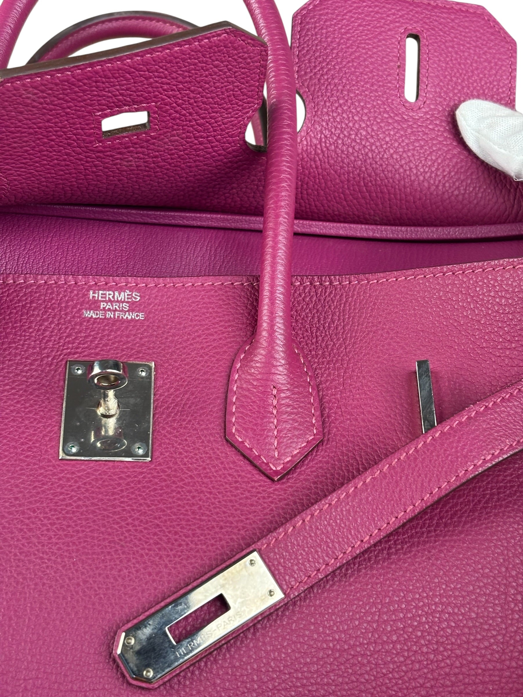 Hermes 2013 Plum Clemence Leather Palladium Birkin 35