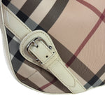 Burberry Beige Leather Trim Nova Check Hobo Bag