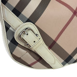 Burberry Beige Leather Trim Nova Check Hobo Bag