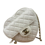 Chanel CC In Love White Quilted Leather Heart Bag 2022