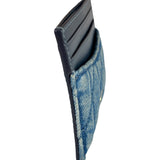 Coach Blue Quilted Regenerative Cotton Denim Trim/Leather Slim ID Card Case