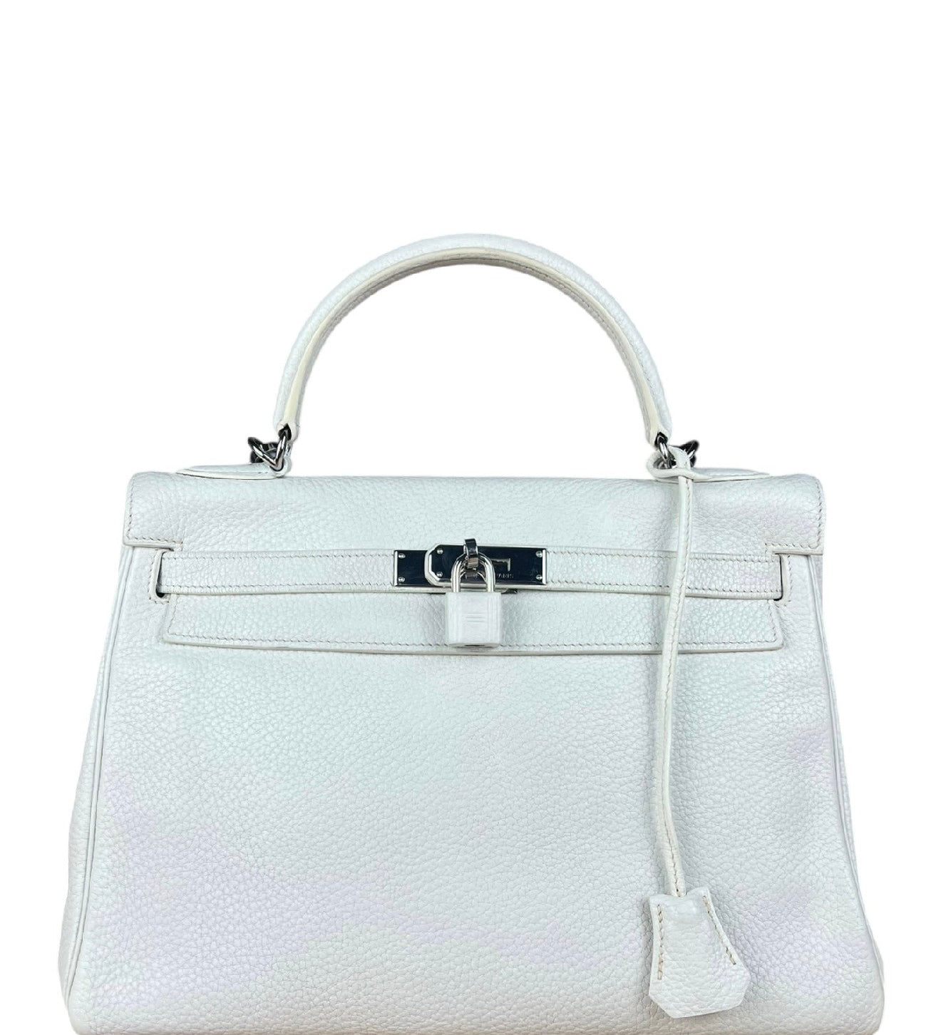Hermes Kelly 32 White Clemence Leather Handbag 2008