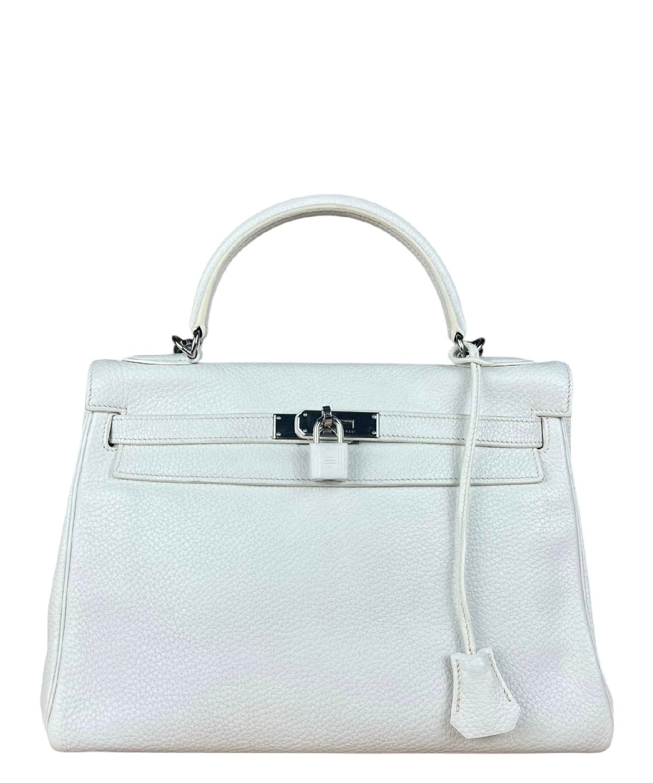 Hermes Kelly 32 White Clemence Leather Handbag 2008
