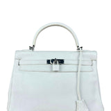 Hermes Kelly 32 White Clemence Leather Handbag 2008
