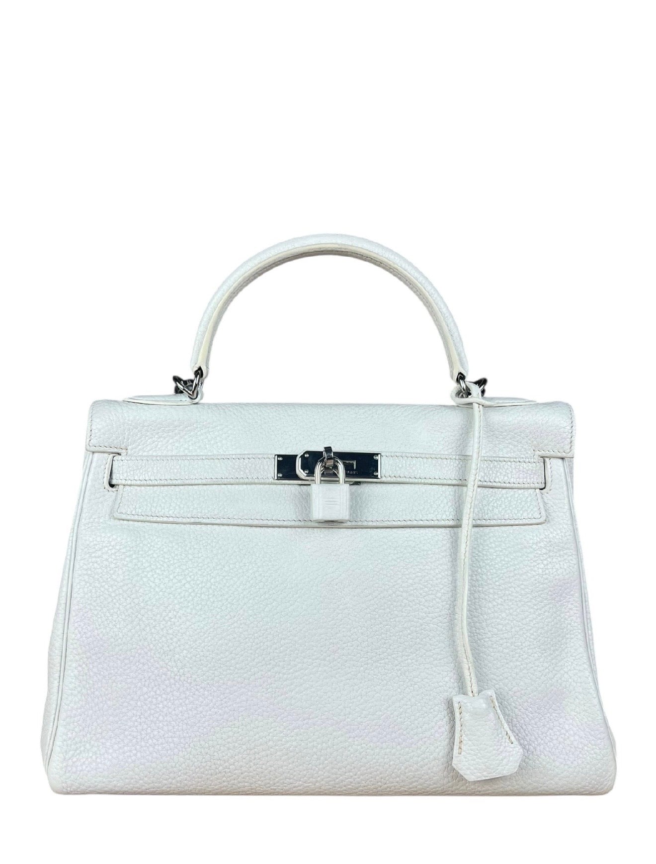 Hermes Kelly 32 White Clemence Leather Handbag 2008