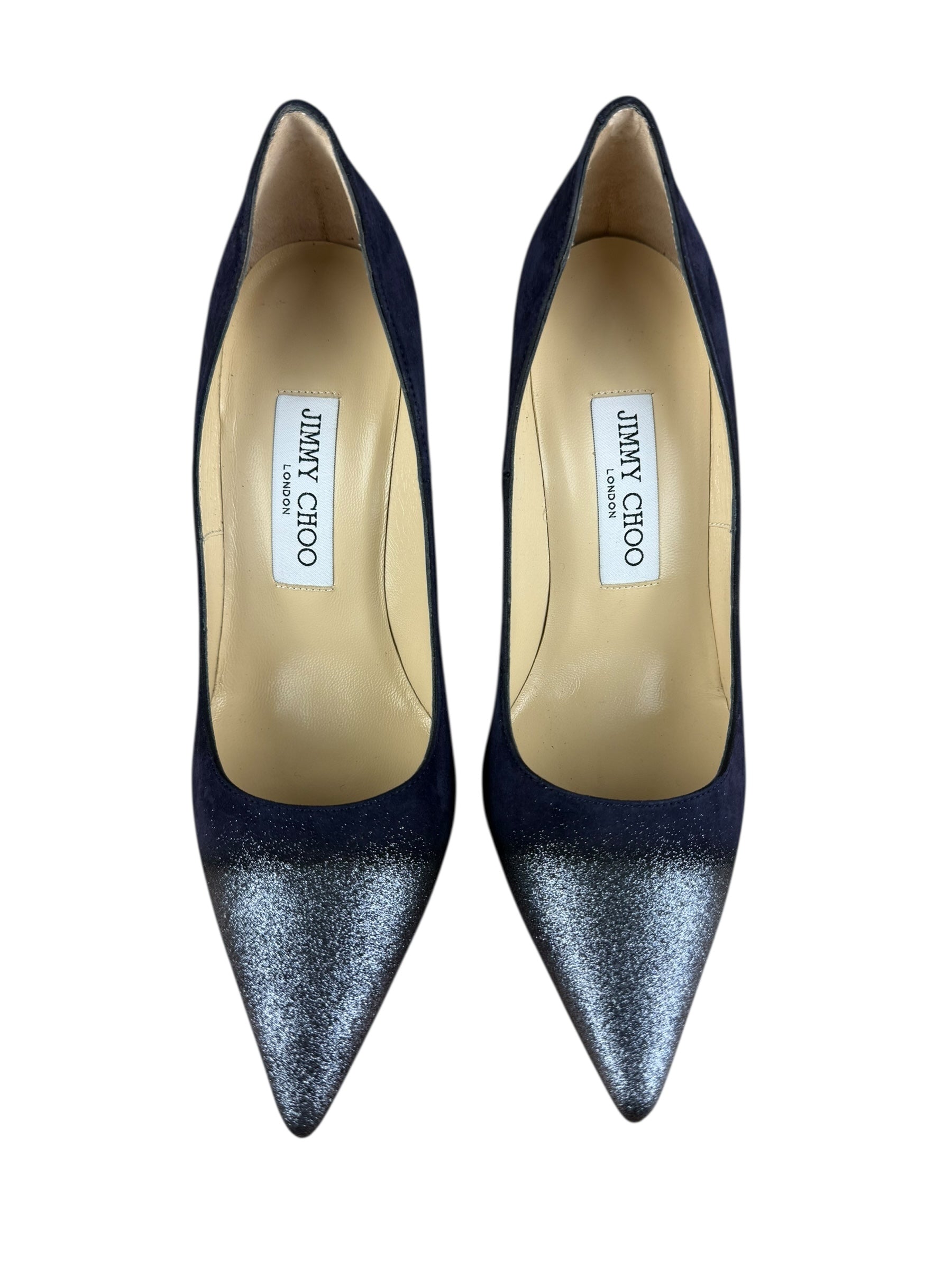 Jimmy Choo Romy Navy Blue Suede Pointed Toe Pumps