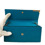 Gucci Turquoise Blue Guccissima Wallet On Chain