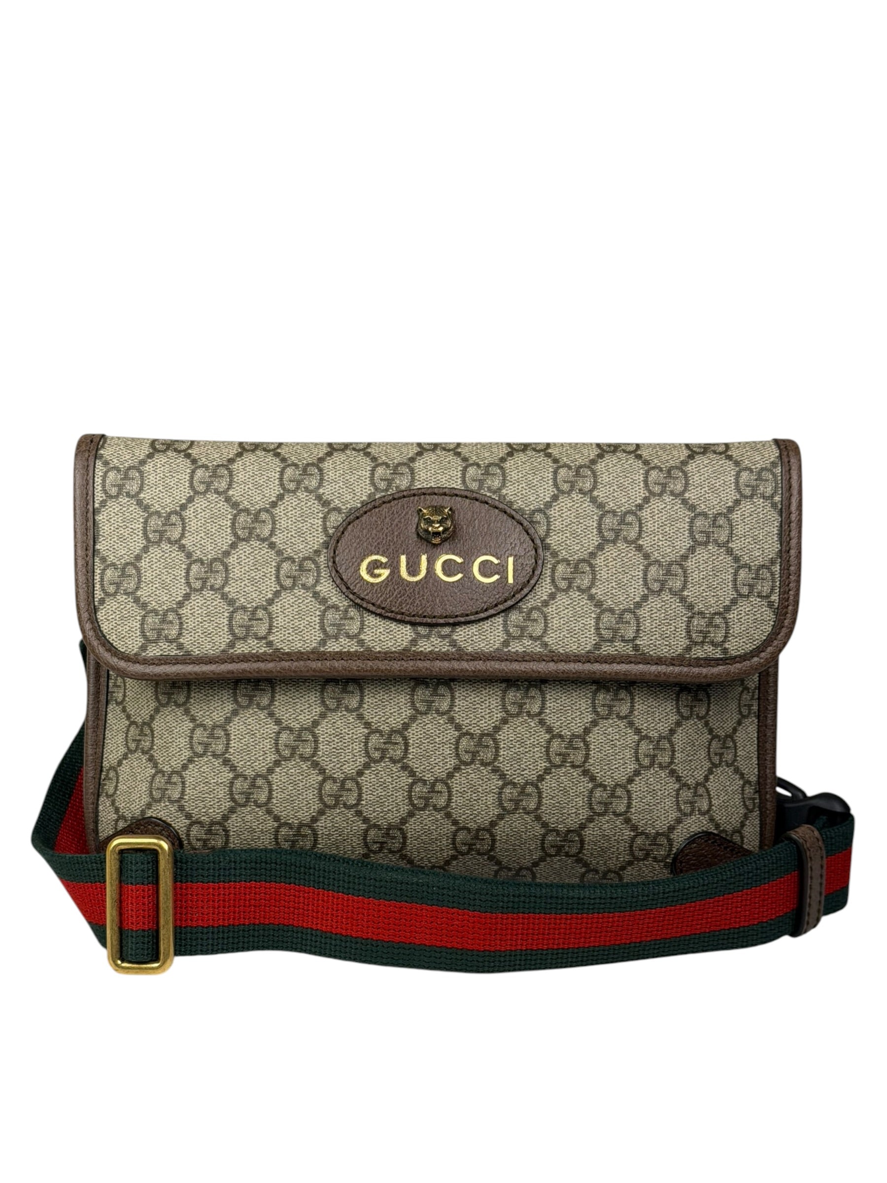 Gucci Vintage Brown Leather Trim Neo Supreme Belt Bag