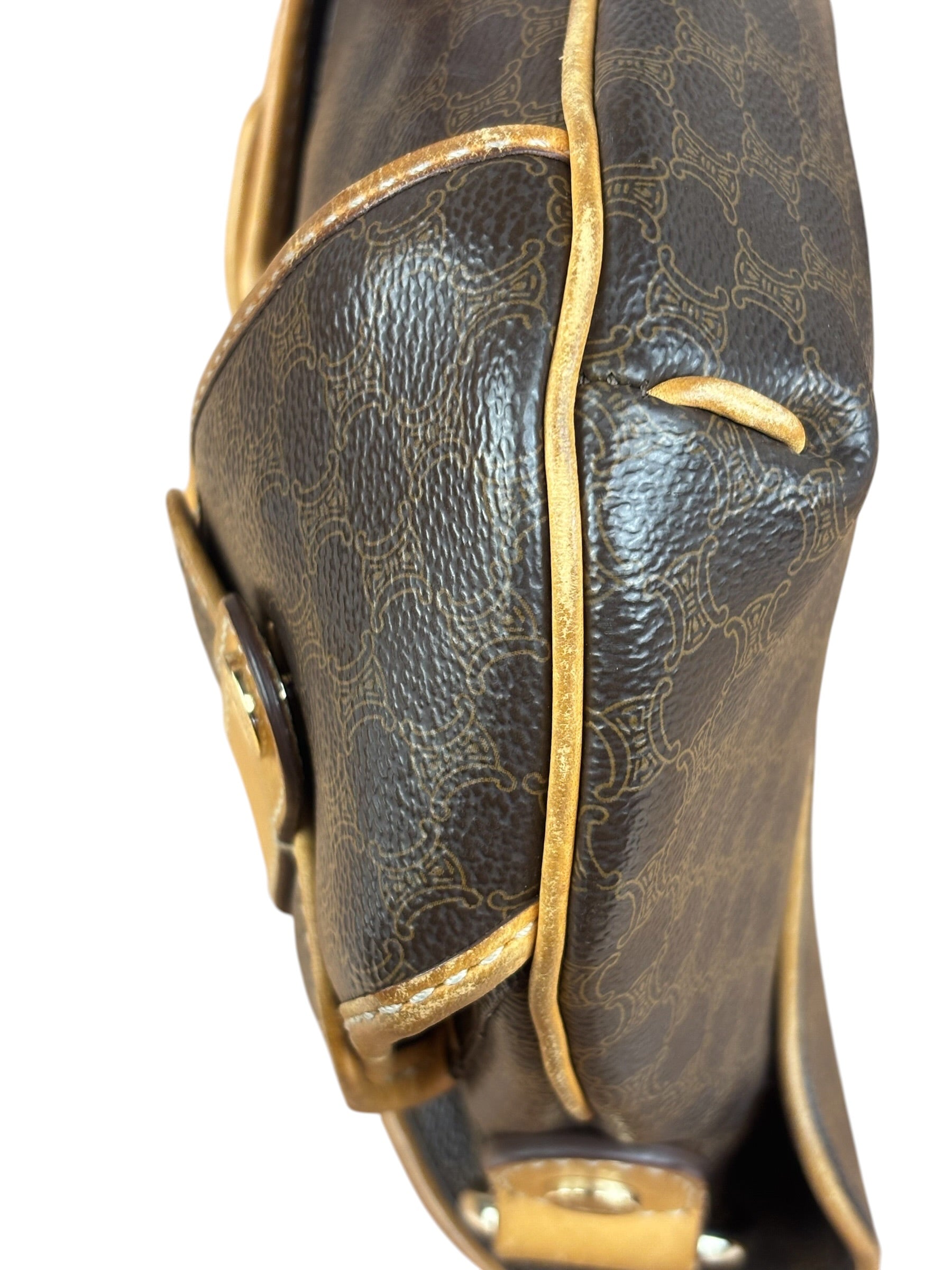 Celine Vintage Leather Macadam Double Pocket Shoulder Bag
