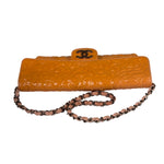 Chanel Orange Patent Leather Camellia Flap Pochette 2003