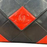 Chanel Vintage Navy/Red Quilted Leather Flap Bag 1989