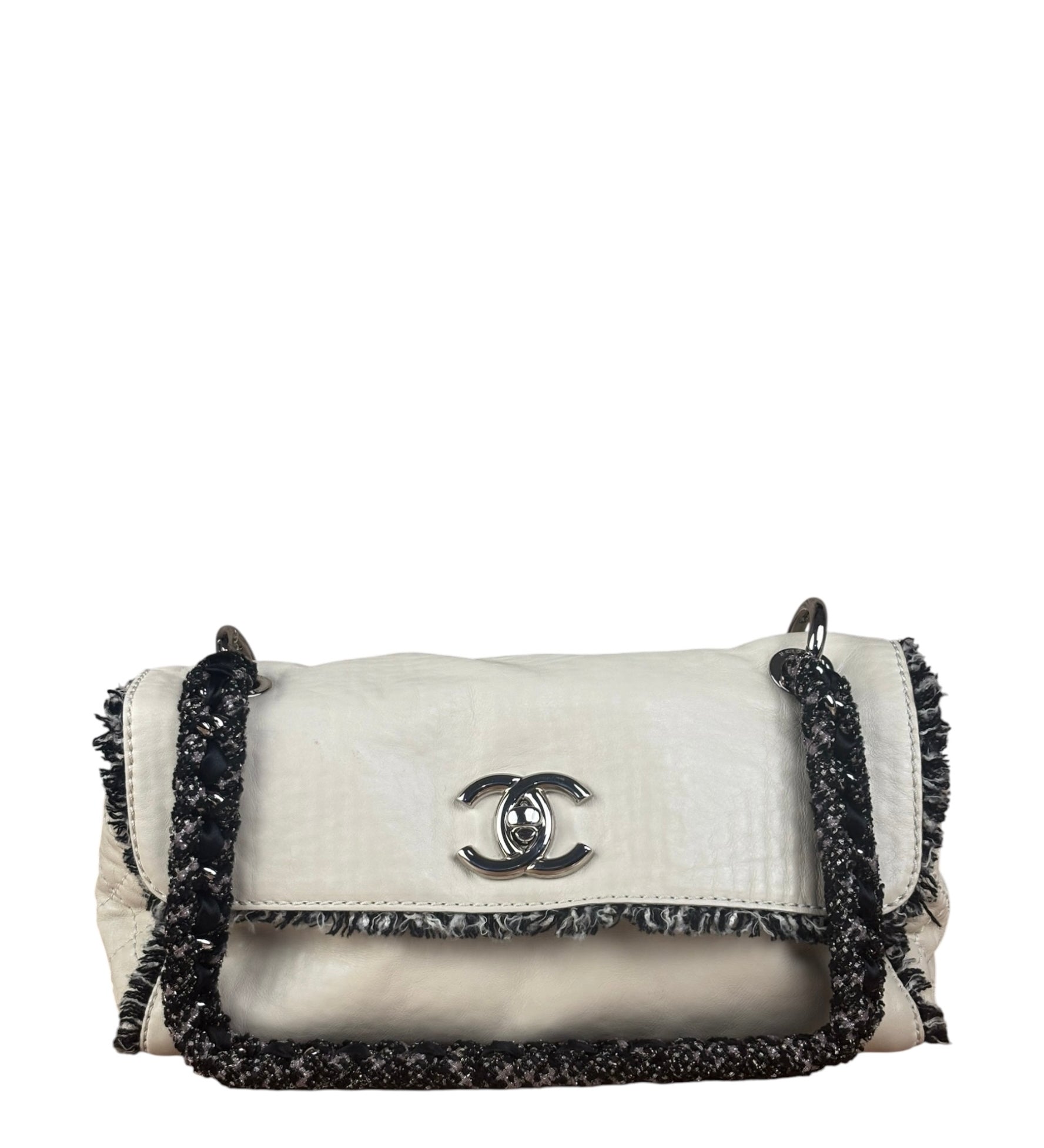 Chanel White Leather Mini Flap Shoulder Bag 1992