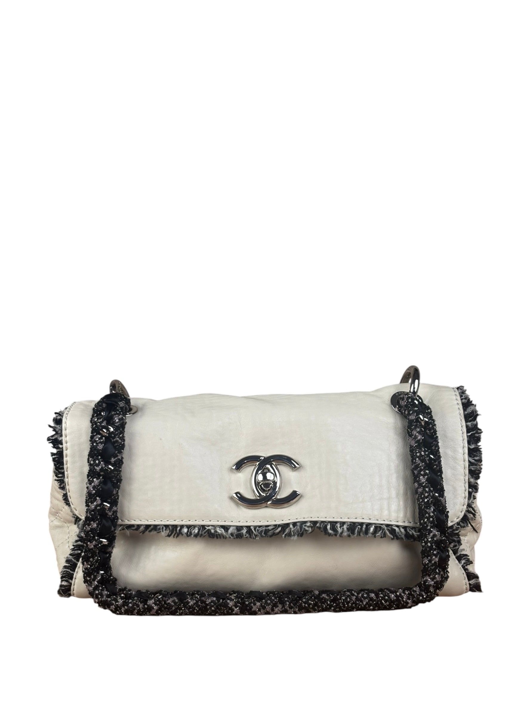 Chanel White Leather Mini Flap Shoulder Bag 1992