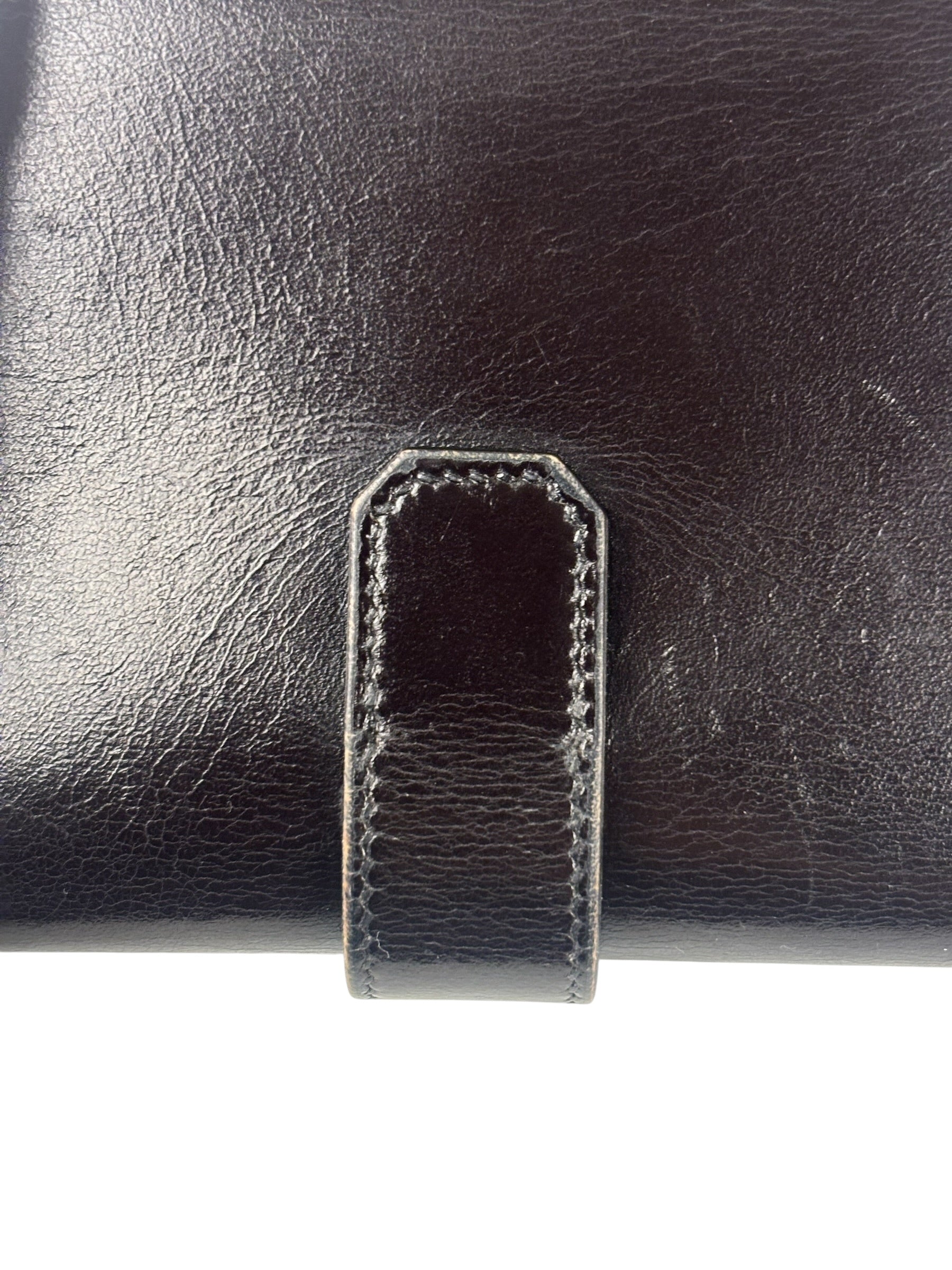 Hermes Vintage Black Box Leather Julia Compact Wallet 1995
