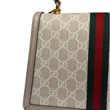 Gucci Beige Leather Trim Medium Ophidia Top Handle Bag