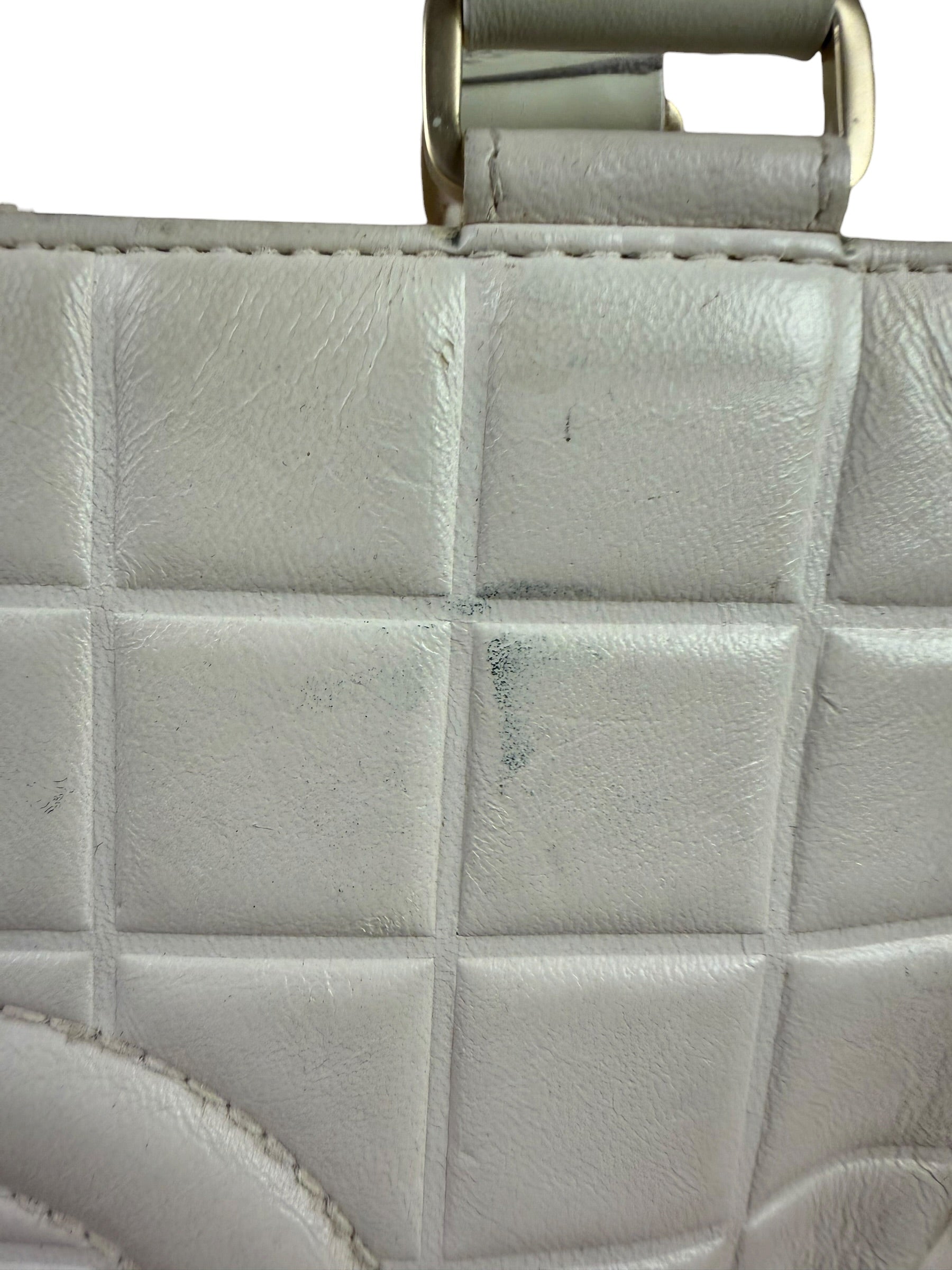 Chanel White Leather Chocolate Bar CC Tote Bag 2002