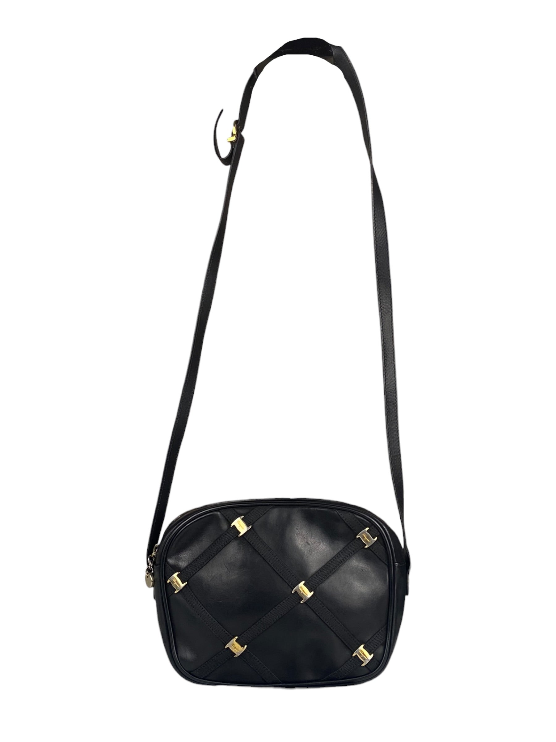 Ferragamo Black Leather Crossbody Bag