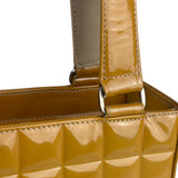 Chanel Vintage Yellow Leather Chocolate Bar Patent Tote Bag 2002