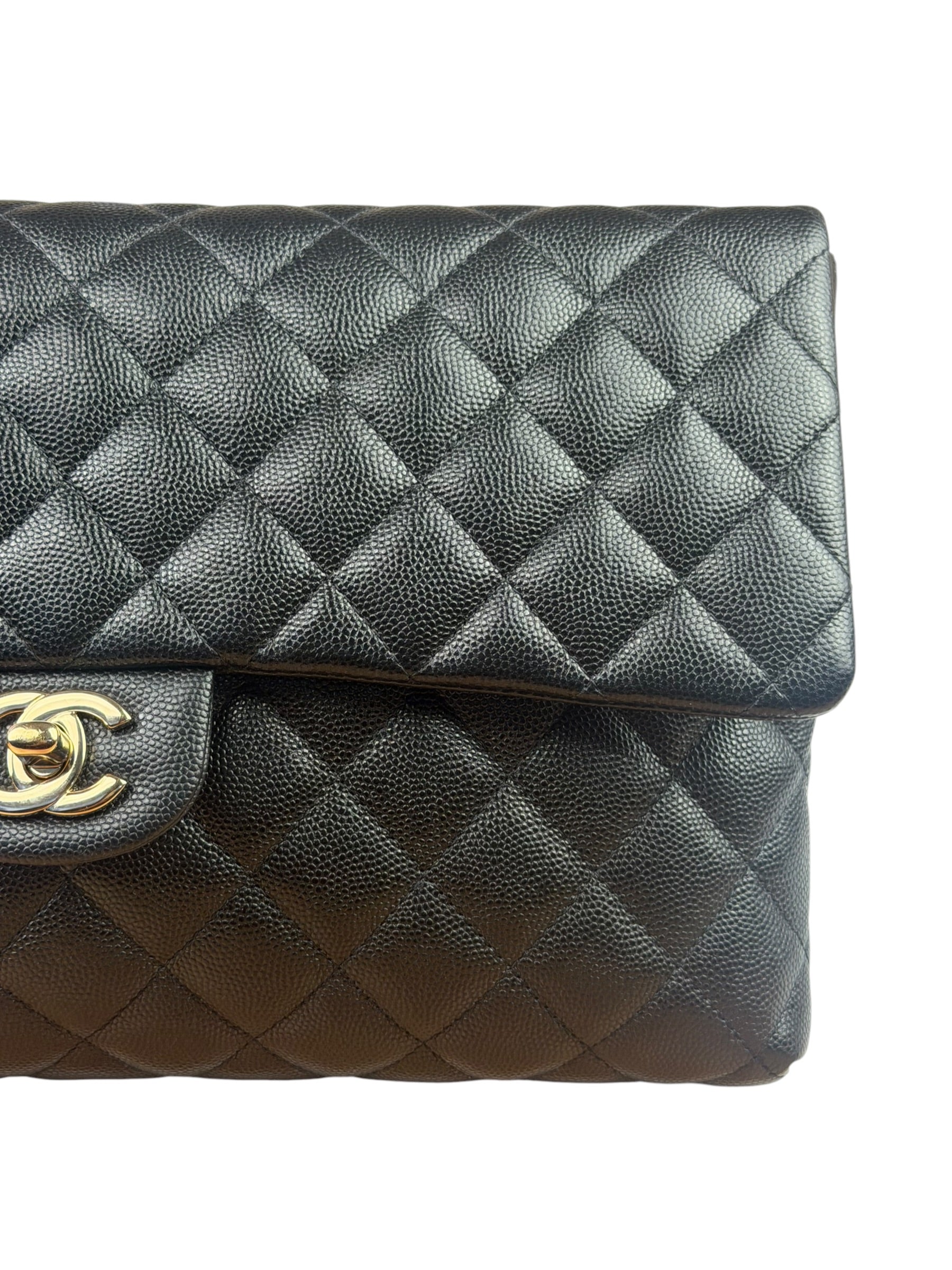 Chanel Black Caviar Quilted Flap Clutch Bag 2019