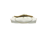 Celine White Grained Leather Studded Poultbot Shoulder Bag