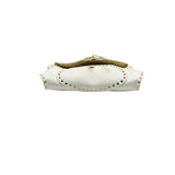 Celine White Grained Leather Studded Poultbot Shoulder Bag