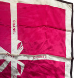 Chanel Pink/White Ribbon Silk Scarf