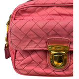Prada Pink Leather Trim/Synthetic Tessuto Camera Bag