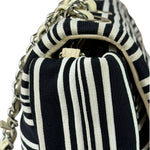 Chanel Black/White Leather Trim/Cloth Venise Biarritz Flap Bag 2019