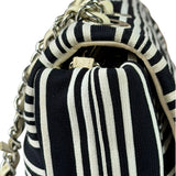 Chanel Black/White Leather Trim/Cloth Venise Biarritz Flap Bag 2019
