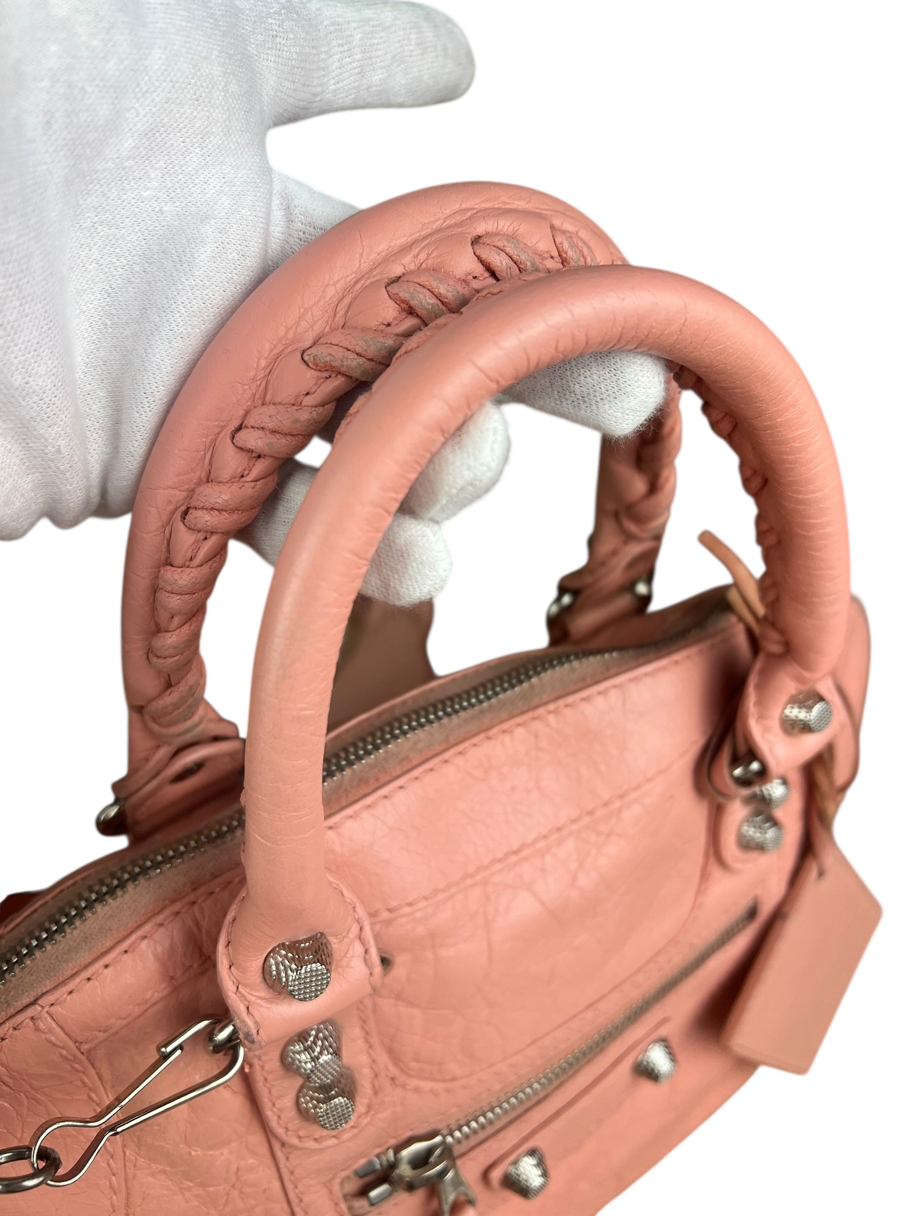 Balenciaga Pink Moto Leather Dome 2Way City Bag