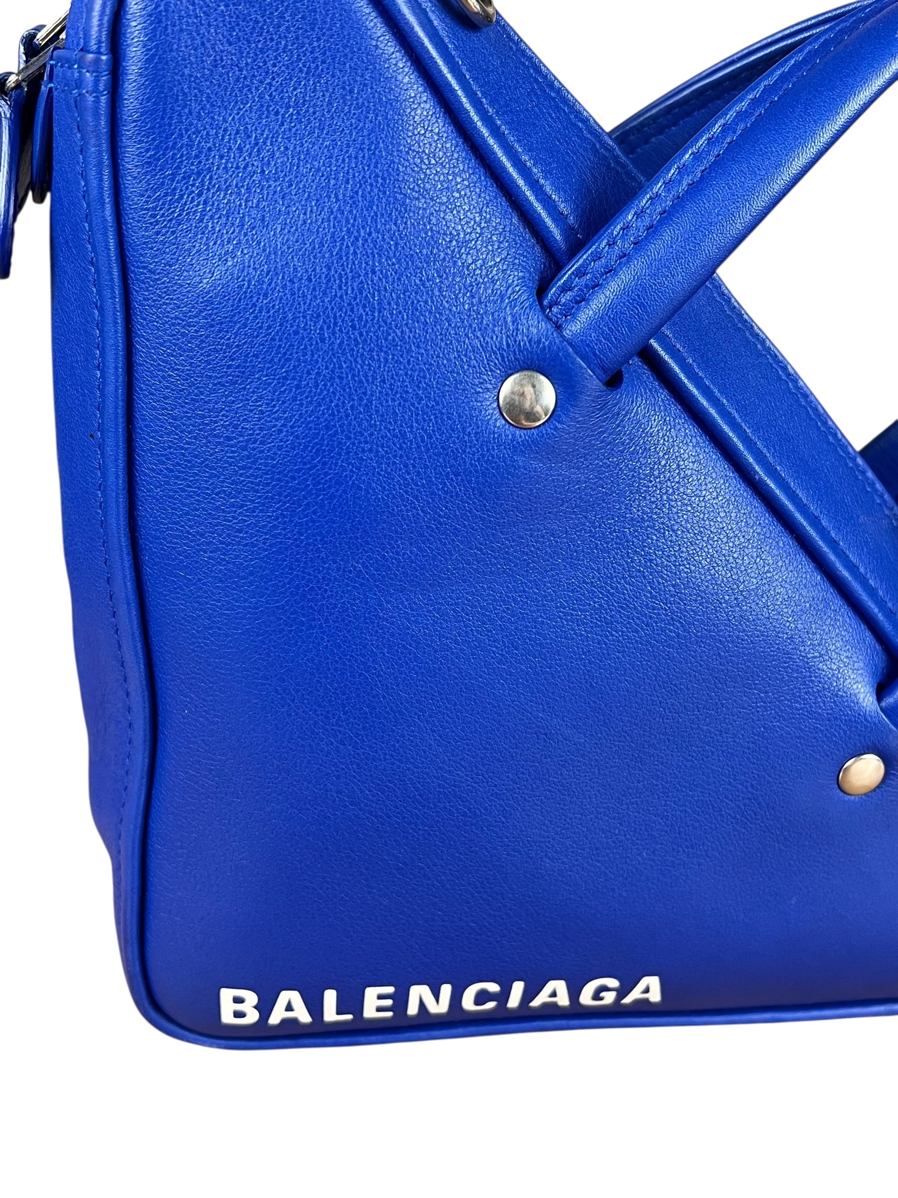 Balenciaga Royal Blue Leather Triangle 2Way Bag