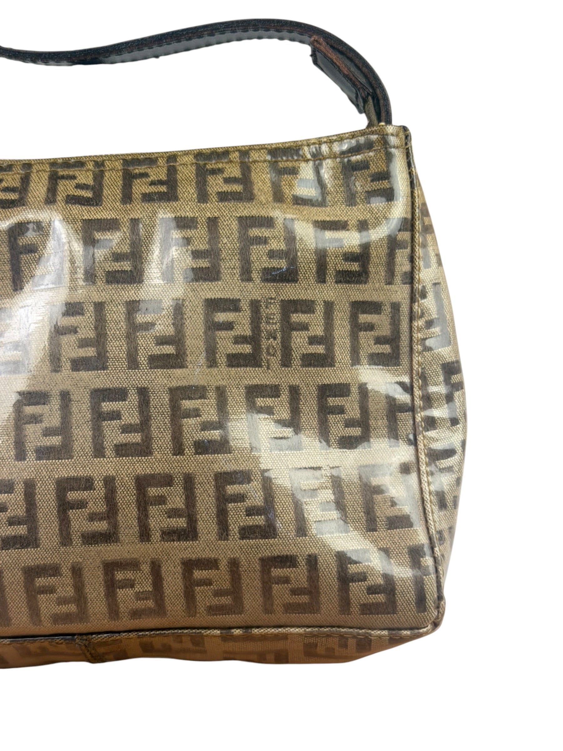 Fendi Vintage Beige PVC Zucca Pochette